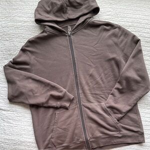 French Terry Oversized Zip Up Hoodie - Iron